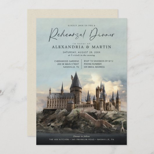 Invitation Harry Potter | Dîner de répétition du château de H (Devant / Derrière)