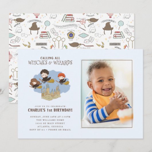Invitation Harry Potter et Hogwarts - Photo (Devant / Derrière)