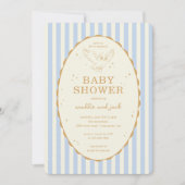 Invitation Harry Potter Hedwig Blue Stripe Baby Shower (Devant)