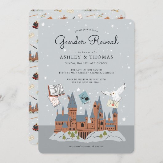 Invitation Harry Potter | Hogwarts Castle Révélation de genre (Devant / Derrière)
