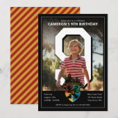 Invitation Harry Potter | Hogwarts Crest PhotoPop Birthday (Devant / Derrière)