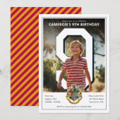 Invitation Harry Potter | Hogwarts Crest PhotoPop Birthday (Devant / Derrière)