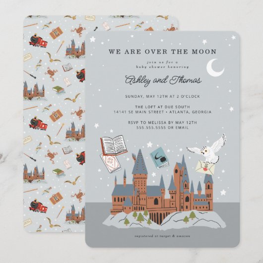 Invitation Harry Potter | Hogwarts - Sur la Lune (Devant / Derrière)