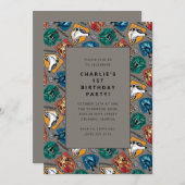 Invitation Harry Potter House Motif Anniversaire (Devant / Derrière)