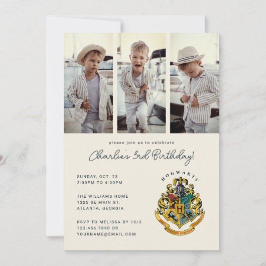 Invitation Harry Potter | Photo d'anniversaire de Hogwarts (Devant)
