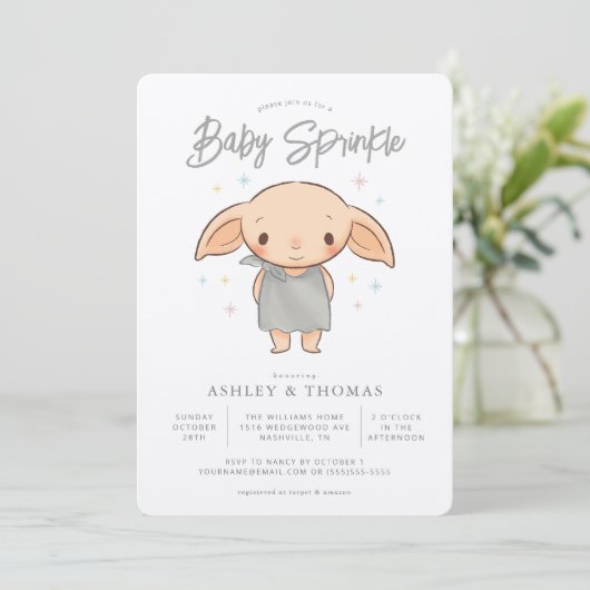 Invitation Harry Potter simple - Dobby Baby Sprinkel (Debout devant)
