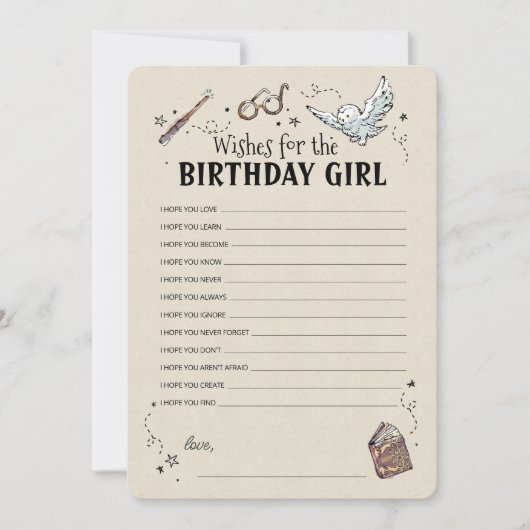 Invitation Harry Potter - Vœux pour la fille d'anniversaire (Devant)