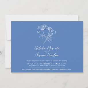Invitation Hartwort de Cornflower botanique bleu blanc mariag