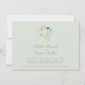 Invitation Hartwort de Cornflower botanique vert bleu mariage (Devant)