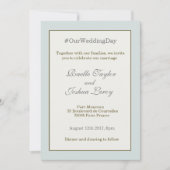 Invitation # hashtag mariage bleu or gris (Devant)