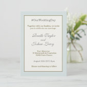 Invitation # hashtag mariage bleu or gris (Debout devant)