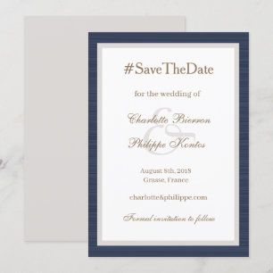 Invitation Hashtag Moderne Bleu Blanc Esperluette Save The Da
