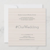 Invitation Hashtag moderne élégant beige cyan rayures mariage (Devant)