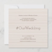 Invitation Hashtag moderne élégant ivoire taupes rayures mari (Devant)