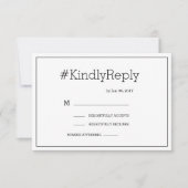 Invitation Hashtag moderne élégant noir blanc mariage rsvp (Devant)