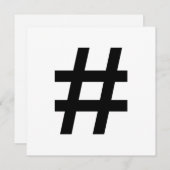 Invitation #HASHTAG - Symbole de balise de hachage noir (Devant / Derrière)