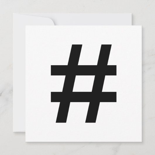 Invitation #HASHTAG - Symbole de balise de hachage noir (Devant)