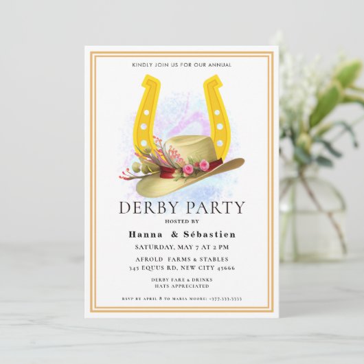 Invitation  Hat  Derby Party Equestrian (Debout devant)