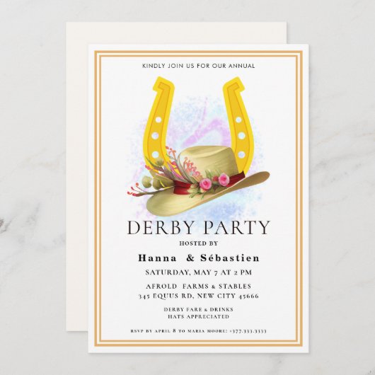 Invitation Hat Derby Party Equestrian (Devant / Derrière)