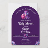 Invitation Hatching Bientôt Baby Dinosaur Baby shower pourpre (Devant)