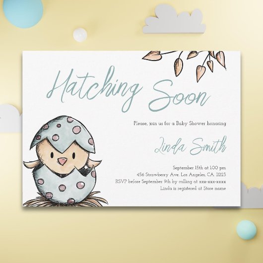 Invitation Hatching Bientôt Bird Baby shower d'aquarelle
