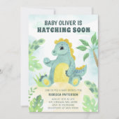 Invitation Hatching Bientôt Cute Boy Dinosaur Baby shower (Devant)