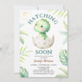 Invitation Hatching Bientôt Cute Dinosaur Baby shower (Devant)