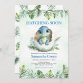 Invitation Hatching Bientôt Dinosaur Baby shower (Devant / Derrière)