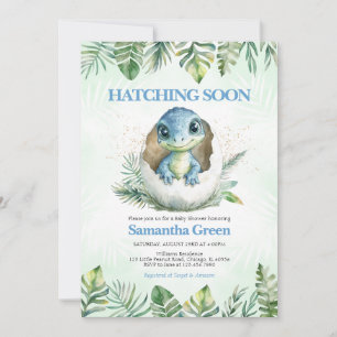 Invitation Hatching Bientôt Dinosaur Baby shower