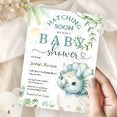 Invitation Hatching Bientôt Dinosaur Baby shower Garçon Bleu