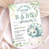 Invitation Hatching Bientôt Dinosaur Baby shower Garçon Bleu
