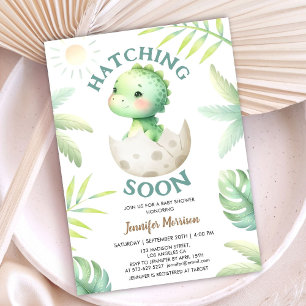 Invitation Hatching Bientôt Dinosaur Baby shower mignon bébé 