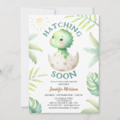 Invitation Hatching Bientôt Dinosaur Baby shower mignon bébé (Devant)