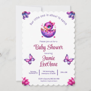 Invitation Hatching Bientôt Retro Moderne Baby shower Dinosau