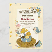 Invitation "Hatching Bip", mignon Baby shower d'oiseaux pour  (Devant / Derrière)