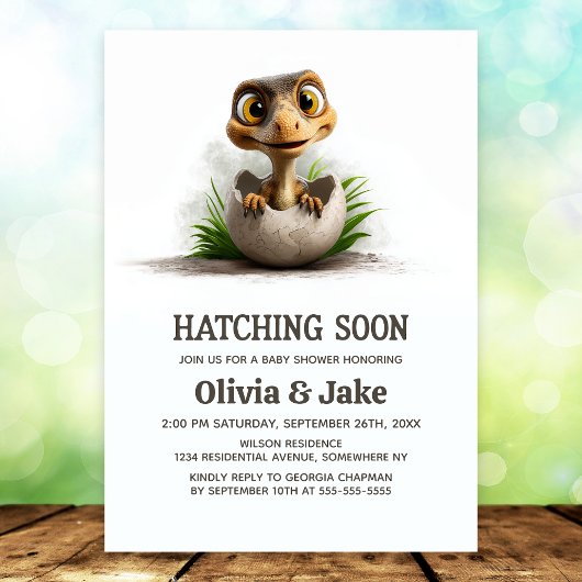 Invitation Hatching Soon Adorable Dinosaur Baby Shower