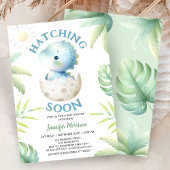 Invitation Hatching Soon Boy Dinosaur Baby Shower