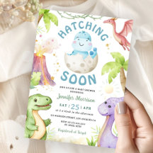 Hatching Soon Boy Dinosaur Baby Shower