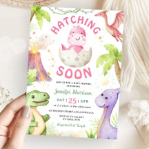 Hatching Soon Girl Dinosaur Baby Shower
