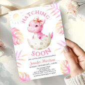 Invitation Hatching Soon Girl Dinosaur Baby Shower Cute Pink