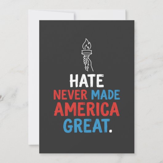 Invitation Hate Never Made America Great Patriotic Statement (Devant)