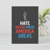 Invitation Hate Never Made America Great Patriotic Statement (Debout devant)