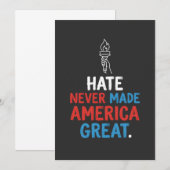 Invitation Hate Never Made America Great Patriotic Statement (Devant / Derrière)