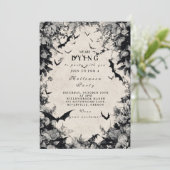 Invitation Hauné chauves-souris gothique Halloween (Debout devant)