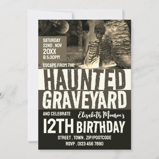 Invitation Hauné Graveyard Thème Escape Room Anniversaire (Devant)