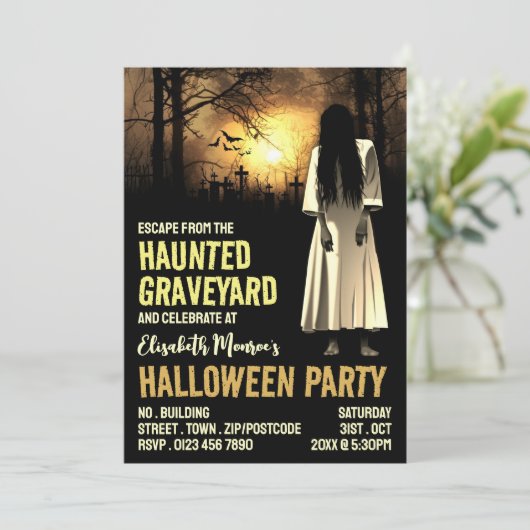 Invitation Hauné Graveyard Thème Escape Room Halloween (Debout devant)