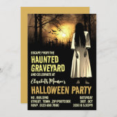 Invitation Hauné Graveyard Thème Escape Room Halloween (Devant / Derrière)