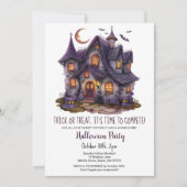 Invitation Hauné Hause Éffrayant Ghosts Bats Halloween fête (Devant)