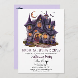 Invitation Hauné Hause Éffrayant Ghosts Bats Halloween fête
