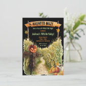 Invitation Hauné Maze Halloween automne fête d'anniversaire (Debout devant)
